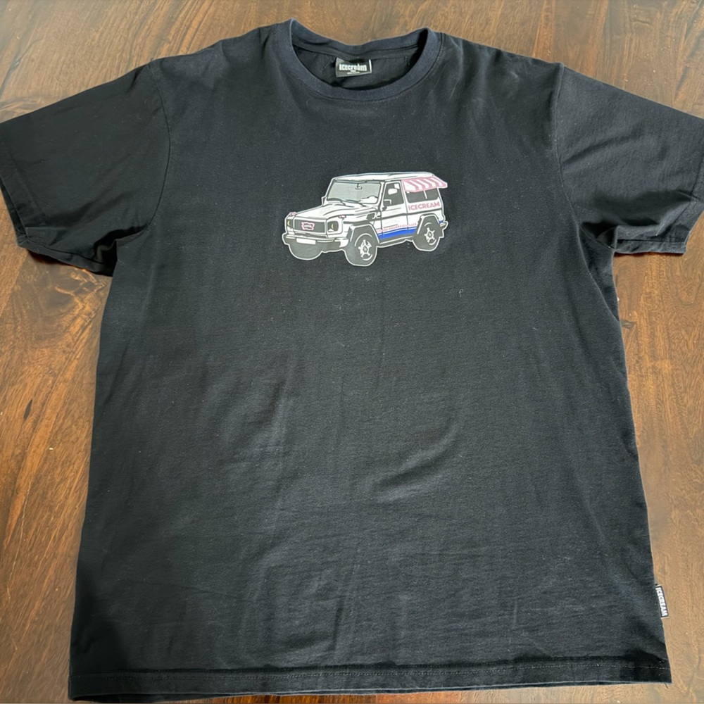 Ice Cream Black Tee with Pink and White truck